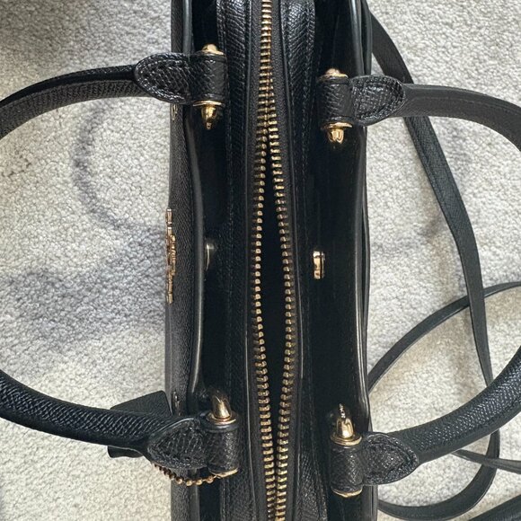 COACH Leather Mini Lillie Carryall Black With Gold Hardware Feet - Picture 4 of 7